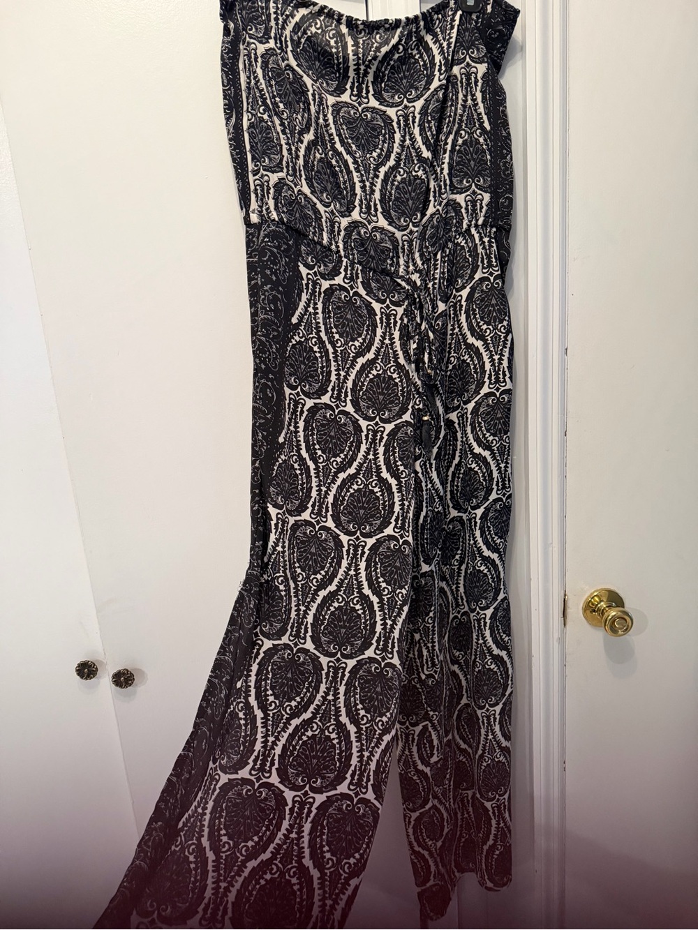Elan Black and White Paisley-Style Maxi Skirt